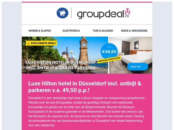 Luxe Hilton hotel in Düsseldorf incl. ontbijt & parkeren v.a. 49,50 p.p.!