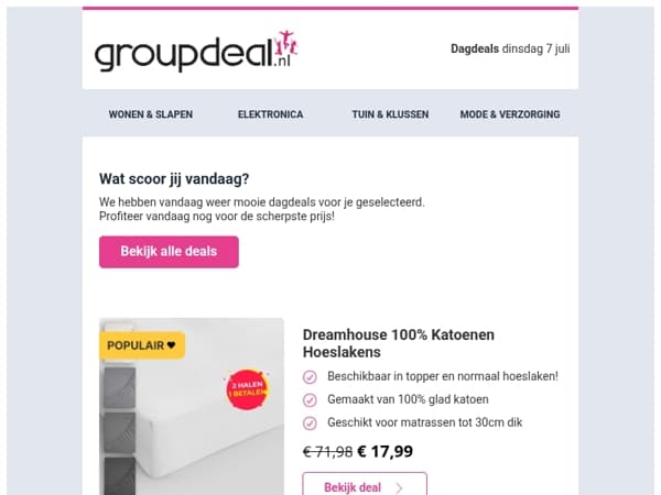 Ontdek de beste deals van vandaag!