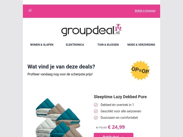 Bekijk de beste deals van de dag
