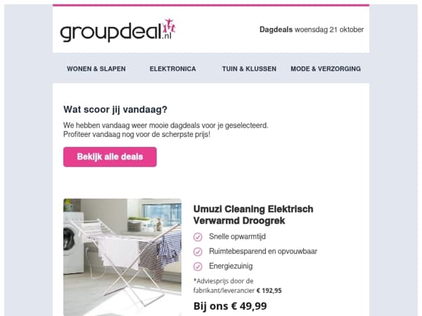 Woensdag Deal: Umuzi Elektrisch Droogrek! 🔥
