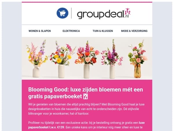 Luxe zijden bloemen mét een gratis papaverboeket