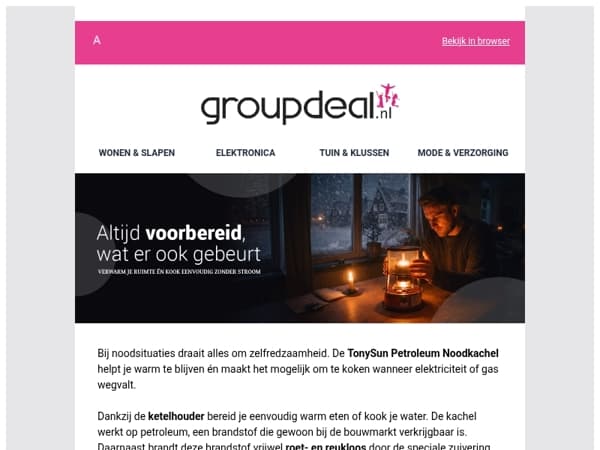 ❄️⚡ Stroomuitval of kou? Met de Tonysun Noodkachel ben je voorbereid
