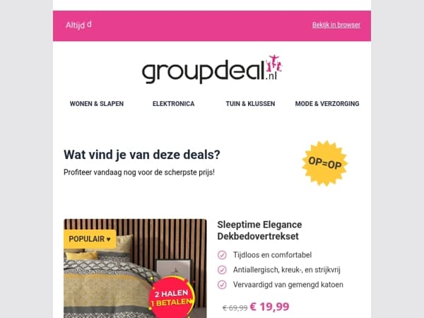 Bekijk de beste deals van de dag