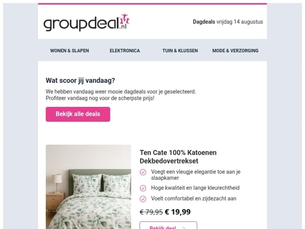 Ontdek het Ten Cate Dekbedovertrek van vandaag! 🛏️