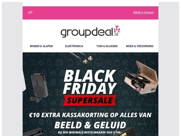 NOG 1X BLACK FRIDAY: €10,00,- extra kassakorting op ALLES van beeld en geluid! 🔊📺