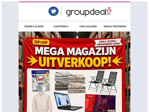 MEGA magazijn uitverkoop - OP = OP!