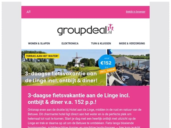 3-daagse fietsvakantie aan de Linge incl. ontbijt & diner v.a. 152 p.p.!