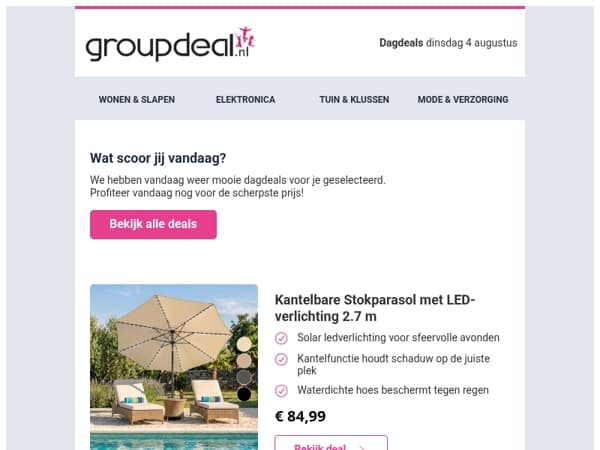 Geniet van de zon met onze kantelbare parasol! ☀️