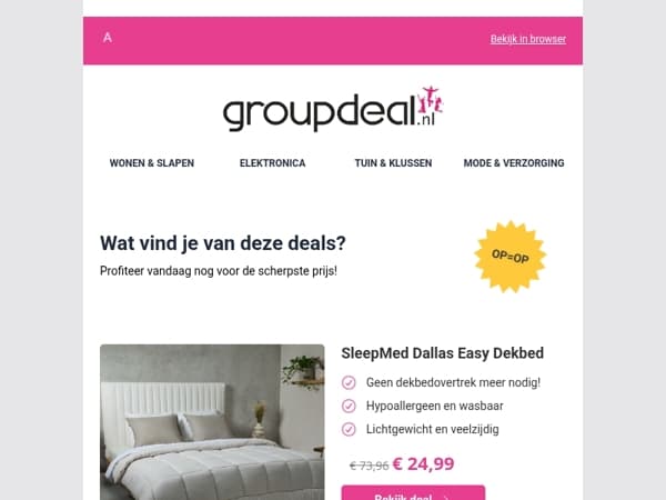 Bekijk de beste deals van de dag