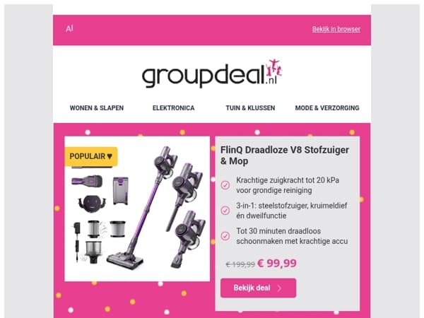 ⏰ PRIJSALARM - FlinQ V8 Steelstofzuiger met Mop