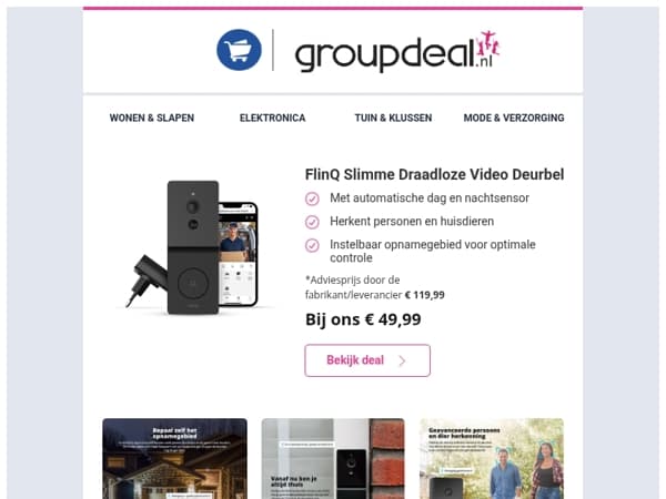 🚨FlinQ Slimme Video Deurbel voor slechts €49,99!