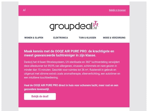 DAGDEAL: De OOQE AIR PURE PRO professionele luchtreiniger! 🌬️