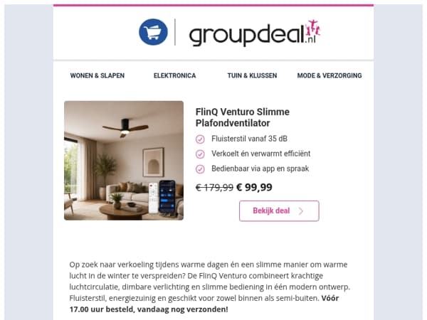 Geniet dit weekend nog van verkoeling. Vóór 17.00 uur besteld, vandaag verzonden!