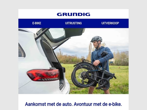 Aankomst met de auto. Avontuur met de e-bike.