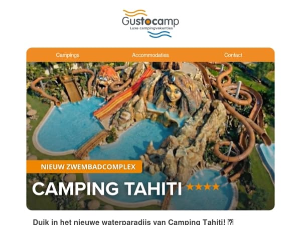 Nieuw in 2026: een vulkanisch waterpark op Camping Tahiti 🌋💦