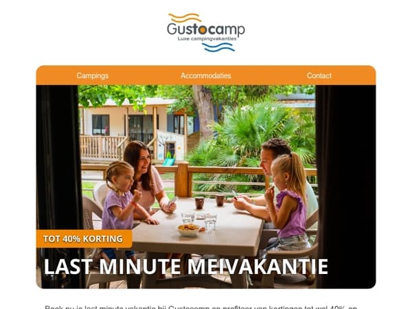 Last minute meivakantie - tot 40% korting ☀️