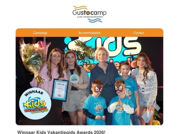 Gustocamp is de winnaar van de Kids Vakantiegids Awards 2026: Babyvakanties!