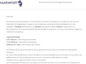 Faillissementsleegverkoop bij Haarimport – Tot 40% Korting!