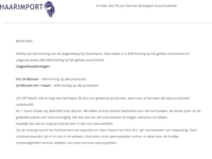 Faillissementsleegverkoop bij Haarimport – Vanaf 30% Korting!