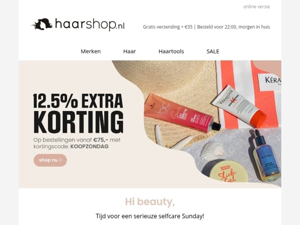 Deze zondag shop je met 12,5% EXTRA Korting 💥