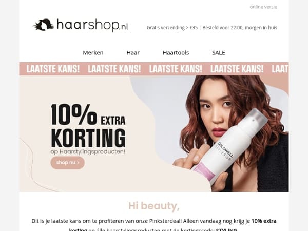 Profiteer jij vandaag nog van onze PinksterDeal,  beauty? ⏰