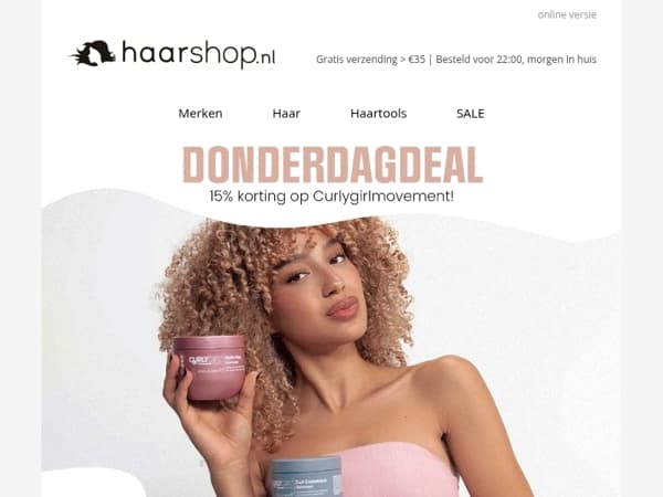 DonderDagDeal: 15% korting op Curlygirlmovement