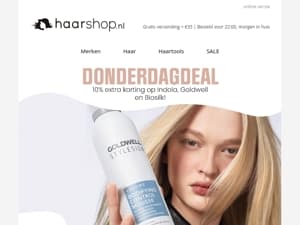 10% EXTRA korting op Indola, Goldwell én Biosilk!