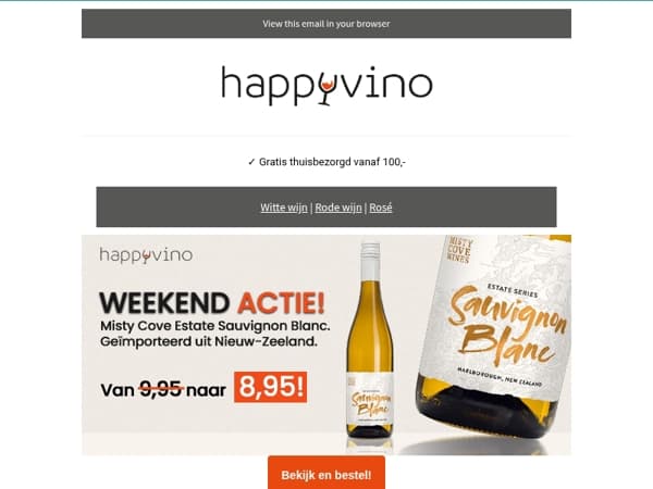 Laatste dag: Misty Cove Sauvignon Blanc voor €8,95!