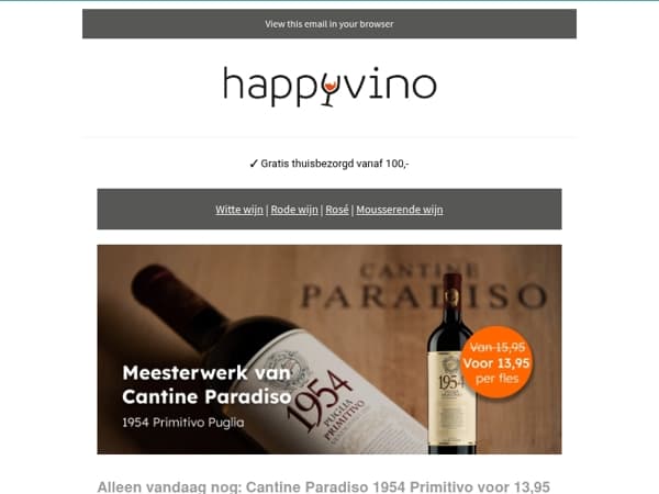 LAATSTE KANS: Cantine Paradiso 1954 Primitivo nu voor €13,95