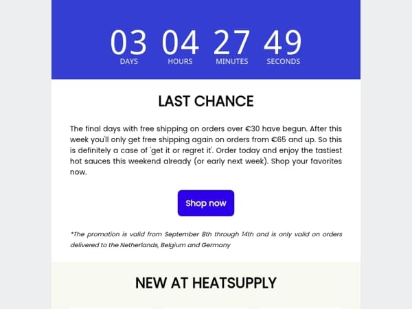 LAST REMINDER: Free Shipping on €30+ orders 🚚