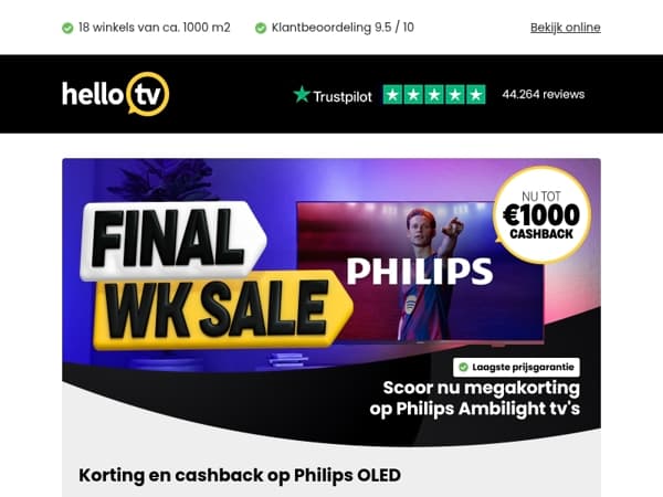 Laatste voorraad Philips OLED met korting en cashback