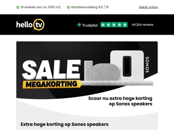 Tijdelijk extra hoge korting op Sonos speakers