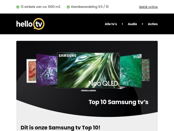 Bekijk onze Top 10 Samsung tv's