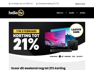 Laatste kans: scoor dit weekend nog tot 21% korting