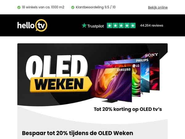 Tot 20% korting op OLED tv's