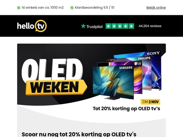 LAATSTE KANS: Nu nog tot 20% korting op OLED tv's