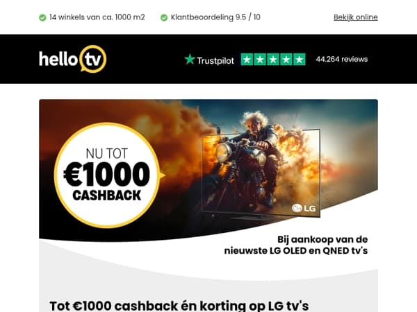 Nu tot €1000 cashback bij LG