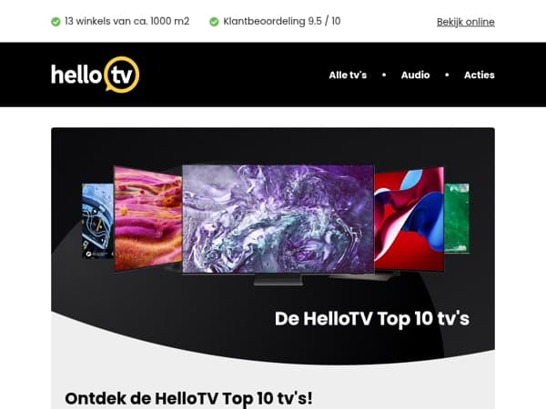 Bekijk de HelloTV TV Top 10 - nu met veel gratis extra's