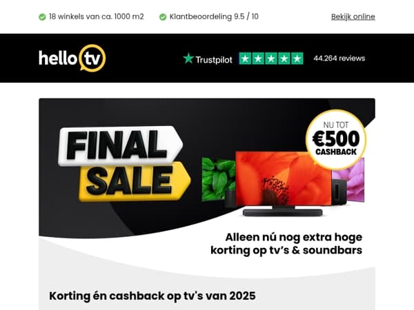 Korting én cashback op 2025 tv's