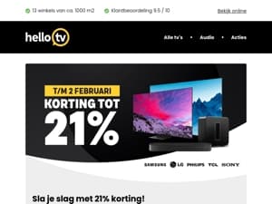 Alleen deze week: tot 21% korting op veel tv's en soundbars