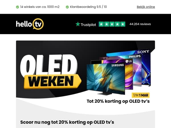Laatste kans: nu nog tot 20% korting op OLED tv's