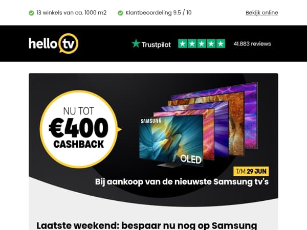 Laatste kans: scoor nu nog cashback en korting op Samsung