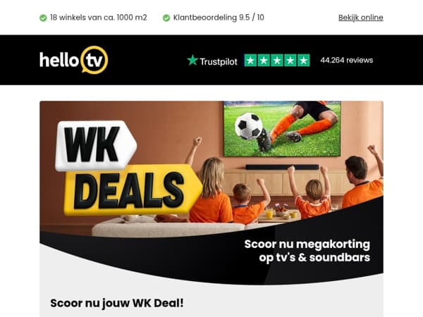 Het WK is begonnen! Scoor nu nog jouw deal