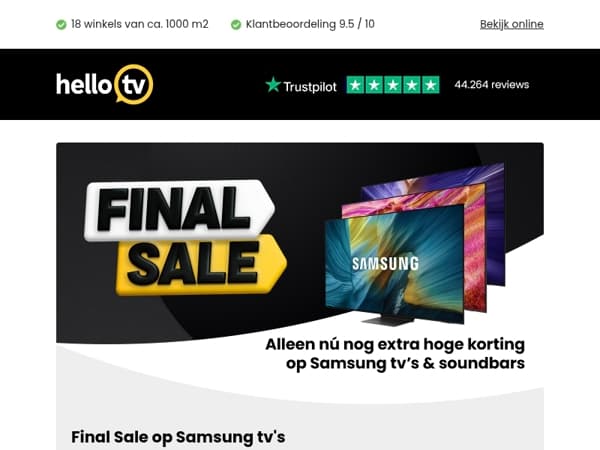 Final Sale op Samsung tv's