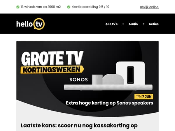 Mis het niet: nu nog hoge kassakorting op Sonos