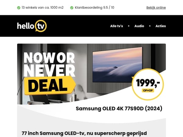 NOW OR NEVER: XXL Samsung OLED-tv voor een superscherpe prijs