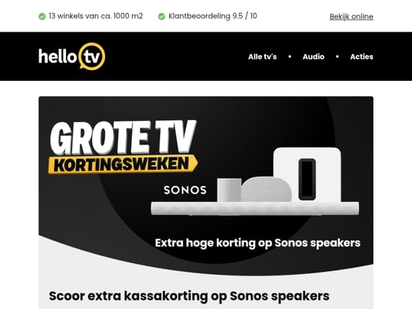 Sonos: nu extra scherp geprijsd én met extra kassakorting!