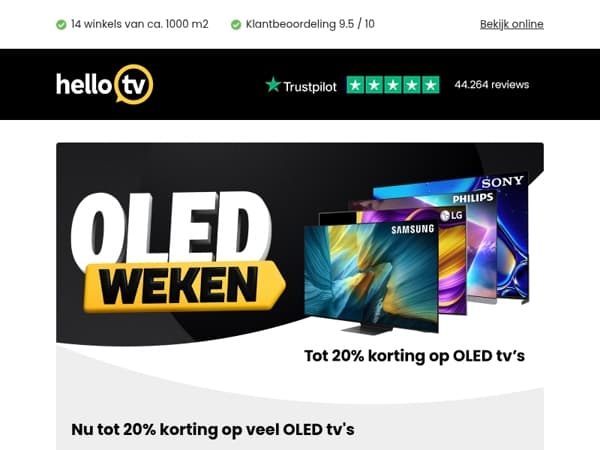 Nu tot 20% korting op veel OLED tv's!