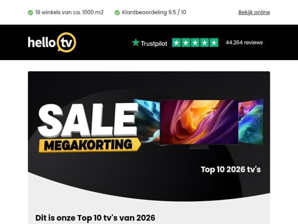 Dit is onze Top 10 tv's van 2026