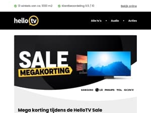 Sale bij HelloTV: scoor mega korting op tv's en soundbars